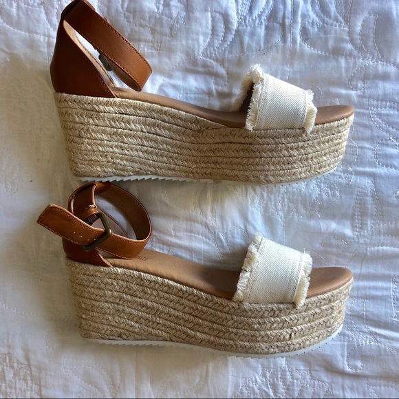 Payless White and Tan Platform Wedge - Picture 3 of 4